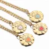 Pendant Necklaces Stainless Steel Round Pineapple Enamel Charm Chain BOHO Gold-Plate Plating Necklace For Women Jewelry