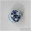 Charms autentici 925 Sterling Sier smalto blu stelle e luna scatola originale per Pandora perline braccialetto gioielli che fanno consegna di goccia F Dhexp