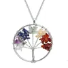 Pendant Necklaces Tree Of Life Quartz Necklace Rainbow 7 Chakra Mticolor Natural Stone Wisdom Leather Chain For Girls Drop Delivery Dhix8