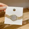 Bracelets porte-bonheur femmes Bracelet Hip Hop luxe strass Double chaîne montre forme bracelets