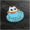 Pins Brooches Miss Zoe Cat Coffee Enamel Pins Cup Brooch Bag Clothes Lapel Pin Button Badge Cartoon Cute Animal Jewelry Gift For Fr Dhmao