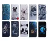 Djurtryck läder plånbokfodral för Samsung S23 Ultra Plus A14 5G M13 4G M33 M53 M23 F23 A23 Flower Lion Panda Dog Wolf Tiger ID Card Slot Flip Cover Holder Pouch Pouch