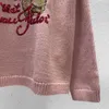 Women's Sweaters designer Pink Little Bear Co branded Beads Embroidery Knitted Wool Blend Cute Gentle Style Top Undercoat 2OYO