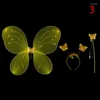 パーティーデコレーション3PCSキッズフェアリープリンセスコスチュームセット着用蝶の翼の杖用品