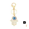 Sleutelringen Kleur Rhinestone Evil Eye Keychain Turkse Blue Eyes Charm Bag Pendant Keyringhouder Drop levering sieraden DHH0A