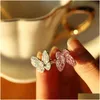 Band Rings Irregar Diamond Ring S925 Sterling Sier Lucky Designer Mother of Pearl Butterfly Open Style Women039S Fashion Box9740753 DHKRS