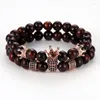 Странд 2/Set Charm Red Tiger Eye Stone Bealet Bears Bracelet Bragle