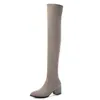 Boot's Winter Warm Over Knee High Heel Black Khaki Wine Punta a punta Suede the Female Shoes 221213