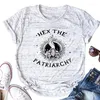 Damen T-Shirts Smash The Patriarchy Shirt Feministische Hexe Halloween Tops Gothic Aktivismus Witchy Ästhetische Frauenkleidung