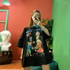 Damesblouses straat hiphop retro house schattige cartoon geprinte los vriendje grote kraag shirt shirts