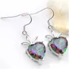 Other Jewelry Sets Luckyshine Valentines Day Gift Fire Rainbow Heart Mystic Topaz 925 Sterling Sier Rings Pendants Earrings Set Wome Dhcqx