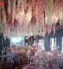 34 cm Elegante festa decorativa artificiale Flower Wisteria Flowers Vine Garden Wall Impiccing Fai -da -te Rattata Bozza da spicco di Natale Decorazione per matrimoni SS1221