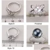 Smyckesinst￤llningar DIY Pearl Rings Zircon Solid 925 Sier Ring for Women Montering av tom present Drop Delivery DHQHF