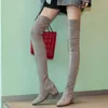 Boot's Winter Warm Over Knee High Heel Black Khaki Wine Punta a punta Suede the Female Shoes 221213