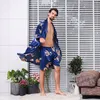 Men's Sleepwear FZSLCYIYI 7XL 6XL 5XL 2Pcs Men Bathrobe Shorts Suit Kimono Home Silk Male Robe Sets Soft Cozy Thin Long Sleeve Bath Gown
