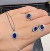 Necklace Earrings Set Funmode 3PCS Luxury Blue Oval CZ Pendant Ring Earring For Women Party Gifts Pulseras Mujer Wholesale FS40