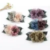 Rhinestone Chiffon Flower Hair Clips New Fashion Artificial Flower Wedding Party Barrettes Elegant Woman Hair Accessories