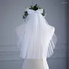 Bridal Veils Kobiet Suknia ślubna Zasłona One Warstwowa Tiul Cut Edge Akcesoria z łukiem w magazynie