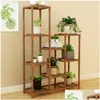 Ensembles de jardin Étagère à fleurs en bois massif Succent Mtilayer Intérieur Balcon Stockage Salon Floortoceiling Interface Flower Pot Rack Dr Dhpno