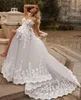 Glamorous A-line Wedding Dresses Strapless Sleeveless 3D Flower Applicants Backless Split Chapel Gown Dress Custom Made Plus Size Bridal Dress Vestidos De Novia