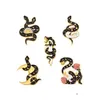 Pins Brooches Black Snake Men Pin For Women Fashion Dress Coat Shirt Demin Metal Funny Brooch Pins Badges Backpack Gift Jewelry Dro Dhudi