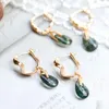 Dangle Earrings MoBuy Vintage Natural Moss Green Agate For Women Gemstone Drop Earring 925 Sterling Silver K Gold Plated Jewelry