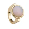 Solitaire ring Fashion Gold Ploated Round Round Natural Stone White Pink Crystal Geometry Rose Quartz voor vrouwen sieraden drop levering Dhlr6