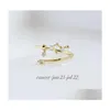 Bandringen 12 Constellations Rhinestone Amet Zodiac Signs Gold Sier Colors Fashion Anniversary Sieraden Drop Delivery Ring Dh14J