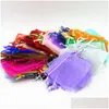 Jewelry Pouches Bags Wholesale 7X9Cm Mixed Organza Wedding Party Favor Xmas Gift Purple Blue Pink Yellow Black With Dstring 319 Dro Dheke