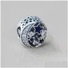 Charms Authentic 925 Sterling Sier Blue Enamel Stars And Moon Original Box For Pandora Beads Bracelet Jewelry Making Drop Delivery F Dhexp