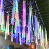 Strings 1/2/3/4 Set Outdoor Meteor Shower Rain Light Icicle Snow Falling Raindrop String Christmas Tree Garland Waterproof