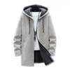 Men's Suits Men Sweater Thicken Temperament Plush Lining Windproof Zipper Overcoat For Daily Wear