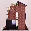 Dekompressionsleksak tr￤ Diy Dollhouse Manhattan Villa Kit monterad miniatyrbil Swimming Pool Doll House Toy for Children Adult Christmas