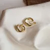 Hoop Earrings Vintage Gold Plated Minimalist Twisted C Shape Clip On Non Pierced Cute For Women 2022 Trend Jewelry Gift