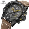 Mens Watch Fashion Chronograph Sport Quartz Men Leather Casual Waterproof Clock Male Military Date Wrist Wristwatches3237