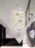 Hanglampen moderne creatieve k9 kristal lange lijn licht amber/rookgrijs/helder glas kroonluchter LED dubbele spiraal trap ophangen