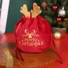 Kerstdecoraties Velvet Geschenkwikkelzakken Kerstman Rendierzakken met trekkoord slijtvaste huidige opslag