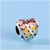 Charms Autentico 925 Sterling Sier Colore Smalto Cuore d'amore Scatola originale Per Pandora Bracciale con perline Creazione di gioielli Drop Delivery Trova Dhdoh