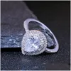 Wedding Rings Maat 610 Verbluffende luxe sieraden 925 Stearling Sier Drop Water White Topaz CZ Diamond Gemstones Party Women Bruidal Rin Dho0j