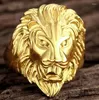 Cluster Rings Men's Fashion Ring Domineering Lion Animal Rock Hip Hop Jewelry Gold Color Gift