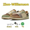 Schuhe Jumpman 1 x Williamson 1s Zion Low Og Voodoo Flachs Musselin Fauna Braunöl Green Sesam Mond Fossil DZ7292-2 Männer Frauen Sport Sneaker