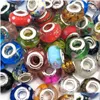 Glass Brand Mix Styles 925 Stering Cord Big Hole Granos sueltos Fit European Pandora Jewelry Diy Bracelet Charms 50Pcs por lote Drop Deli Dhugn