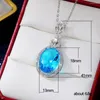 Pendant Necklaces Luxury Aesthetic Bridal Necklace For Wedding Yellow/Blue CZ Good Quality Neck Jewelry Engagement Party Women's