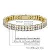 Link Bracelets Hip Hop Bling Iced Out 2 Rows CZ Stone Tennis Chain For Women Men Jewelry Gift Gold Silver Color