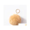 Key ringen 8 cm pompom sleutelhanger auto goud kleurketens pompons nep faux konijn bont charmes ketting diy pom poms ballen sleutelhanging dames tas p dhedu