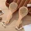 Droog bad lichaamsborstel rug struikgewas antislip kort houten handgreep natuurlijke borstelharen douchen exfoliërende massager