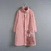 Roupas étnicas 2022 Vestido de manga longa de inverno Mulheres manto quente botão vintage estilo chinês cheongsam grossa algodão parka 11887