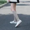 Women Socks 2 Pairs Cotton Knee High Black White Solid Color Fashion Casual Calf SockFemale Girl Party Dancing Sexy Long