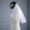Bridal Veils Kobiet Suknia ślubna Zasłona One Warstwowa Tiul Cut Edge Akcesoria z łukiem w magazynie