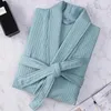 Women's Sleepwear Summer Waffle Cotton Bathrobe For Men Women Thin Section Absorbent Kimono Robe Trendyol Spring Home Clothes